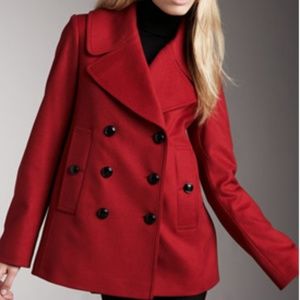 Burberry red peacoat like new 2